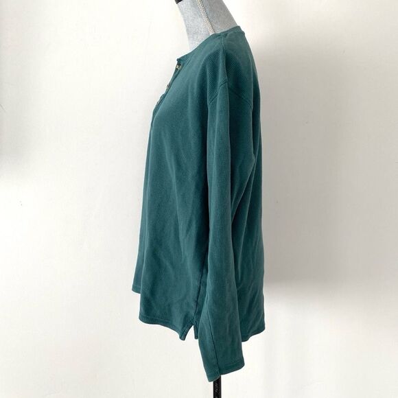 Pact 100% Organic Cotton Turquoise Waffle Knit Henley - Picture 2 of 9